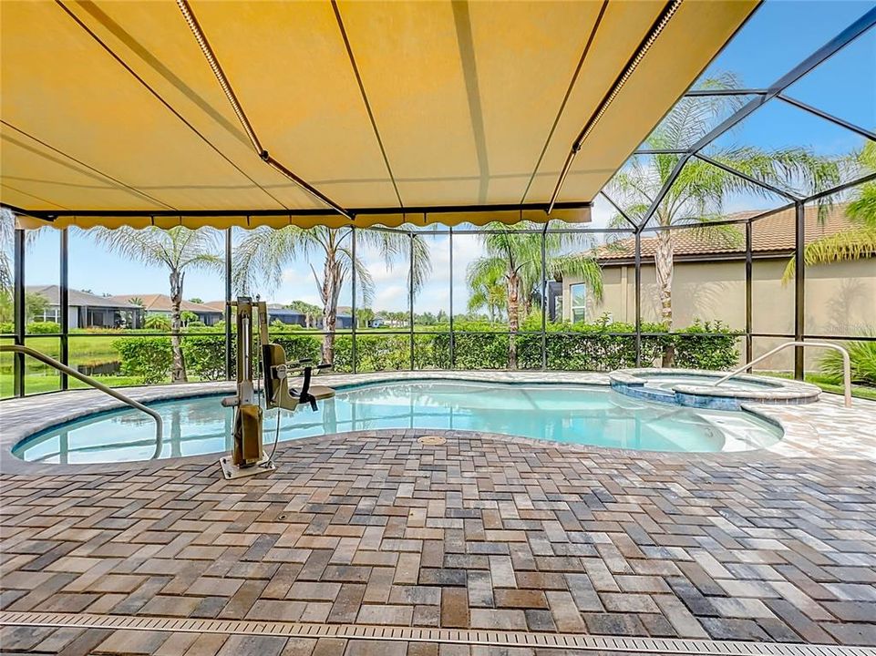 Pool/Spa/Patio with Retractable Awning and Power Chair Lift