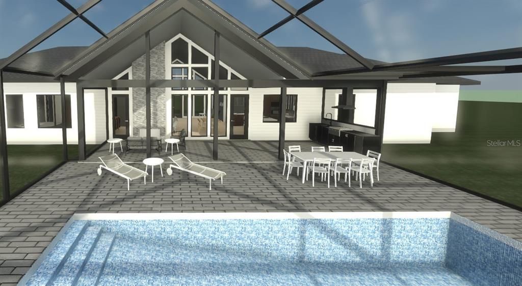 Pool and Summer Kitchen Rendering