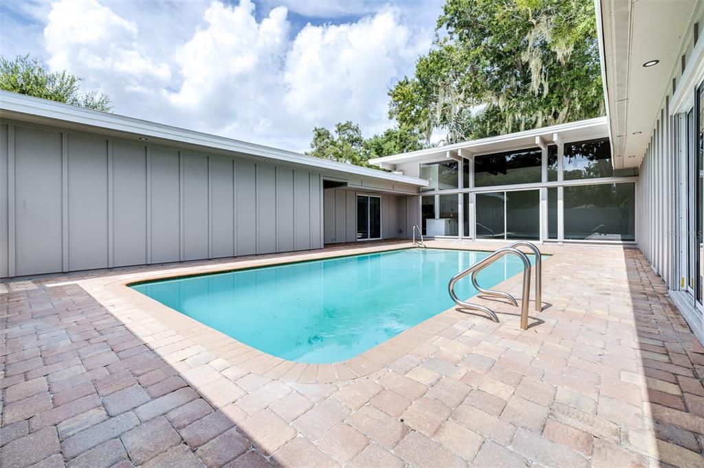 Courtyard pool with outdoor shower