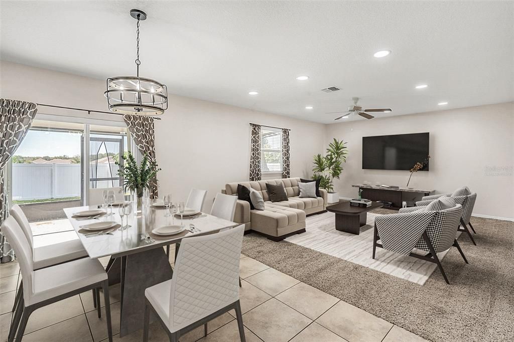 Family Room & Dining - Virtually Staged