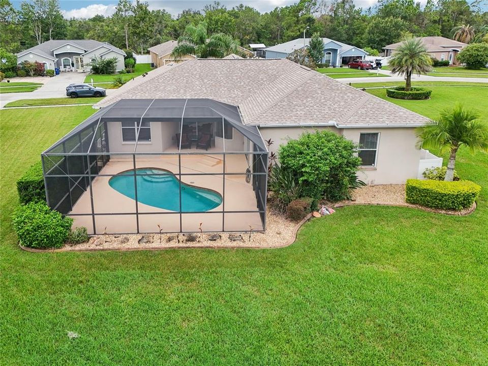 Arial view of backyard