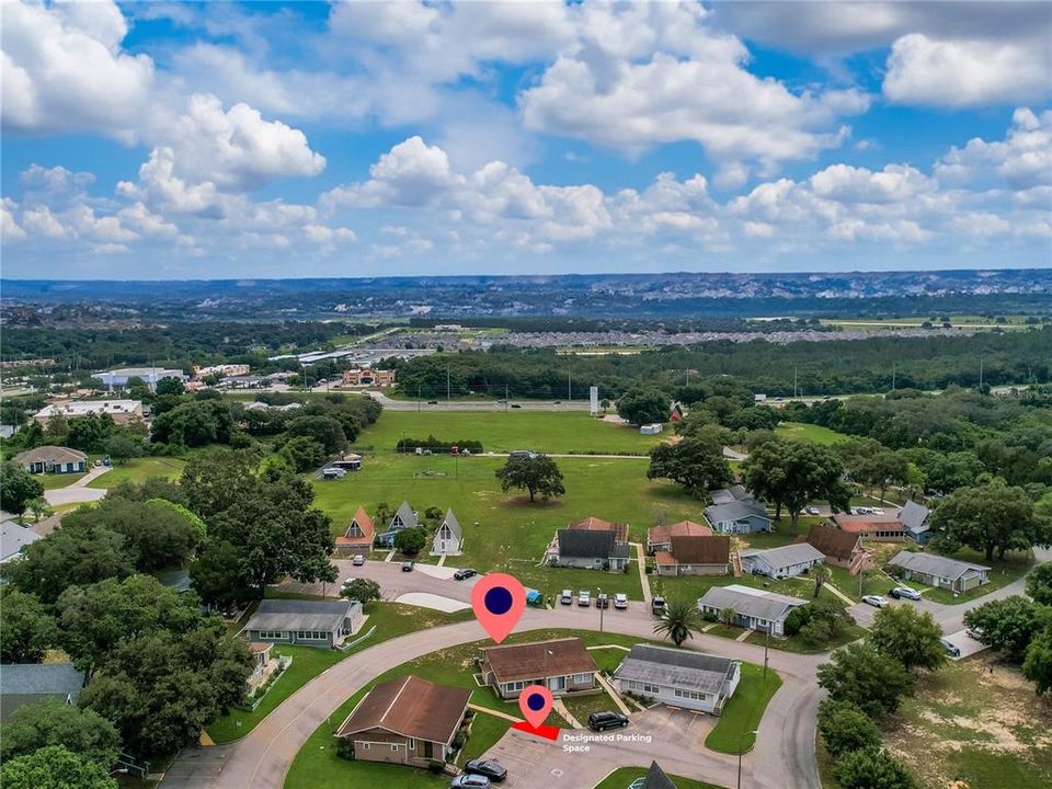 Aerial View With Designated Marked Parking Spot