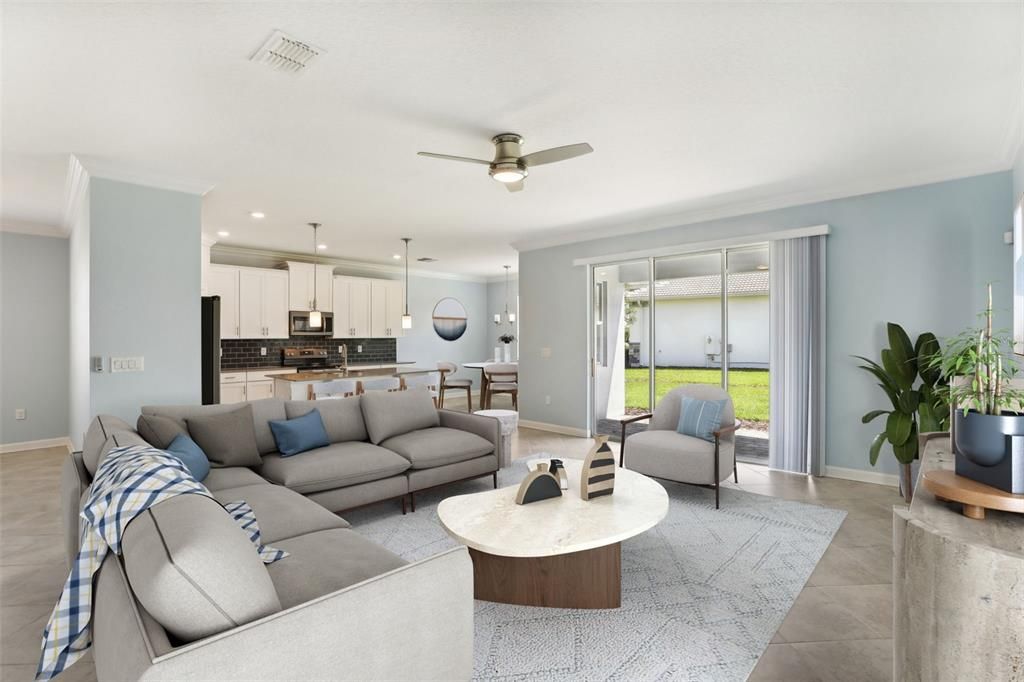 DIAGONALLY LAID TILE throughout the First Floor, Complemented by NEW FIXTURES and CROWN MOLDING THROUGHOUT for a VERY ELEGANT LIVING AREA.