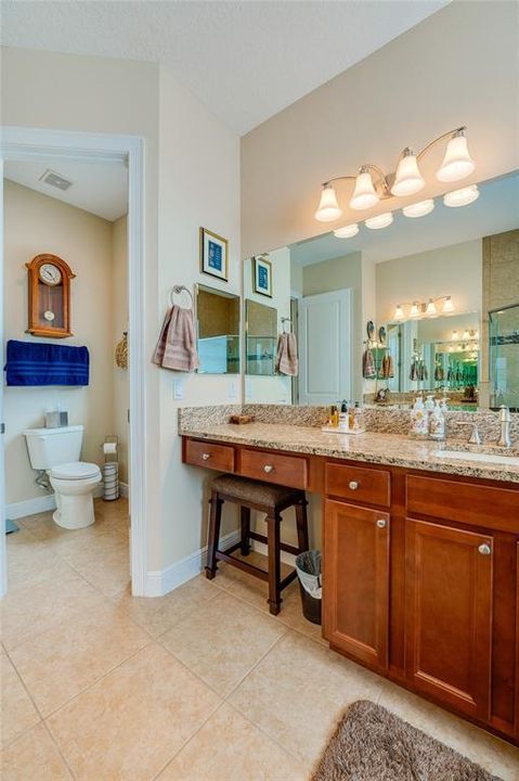 Primary bathroom with water closet behind a door