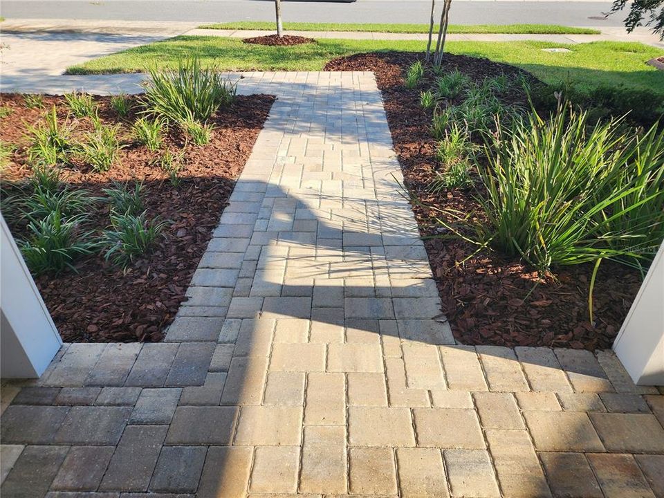 Paver walkway up to the front door