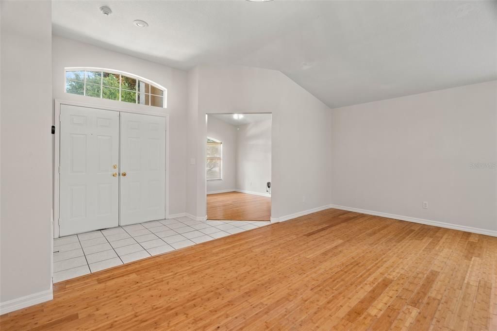 View from inside looking at front door entrance, Flex Space/Home Office to the right