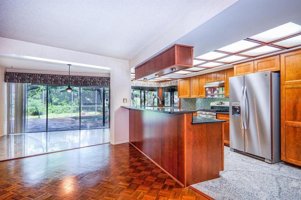 Stainless refrigerator in the kitchen.