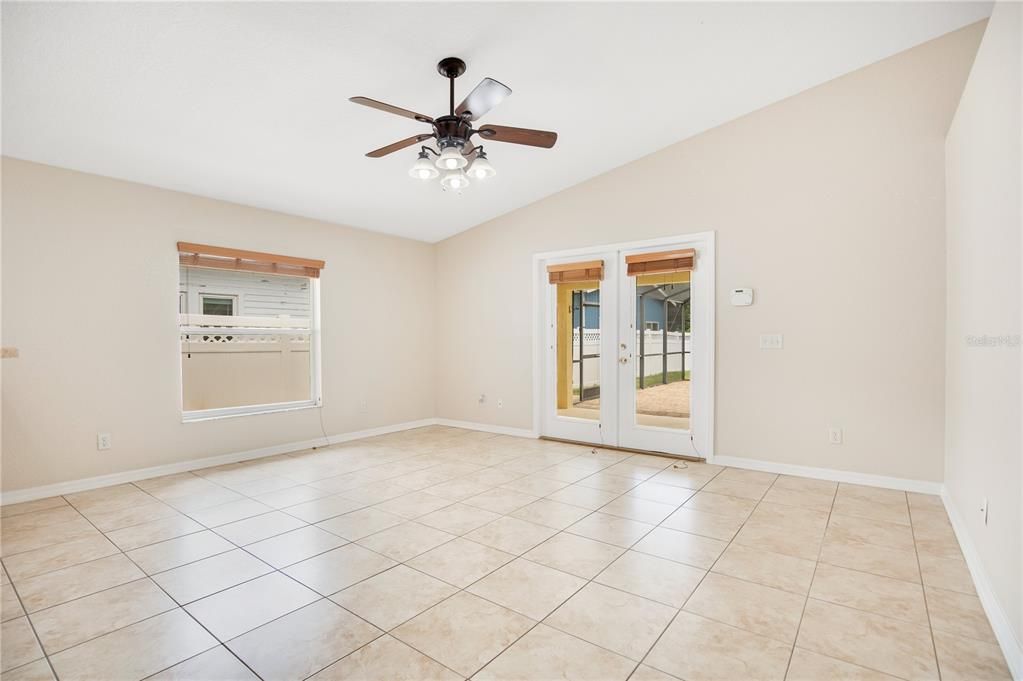 Living Room with Vaulted Ceiling