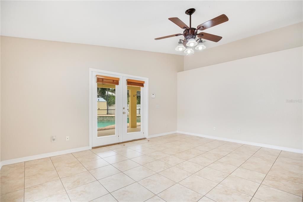 Living Room with French Doors to Outside Patio