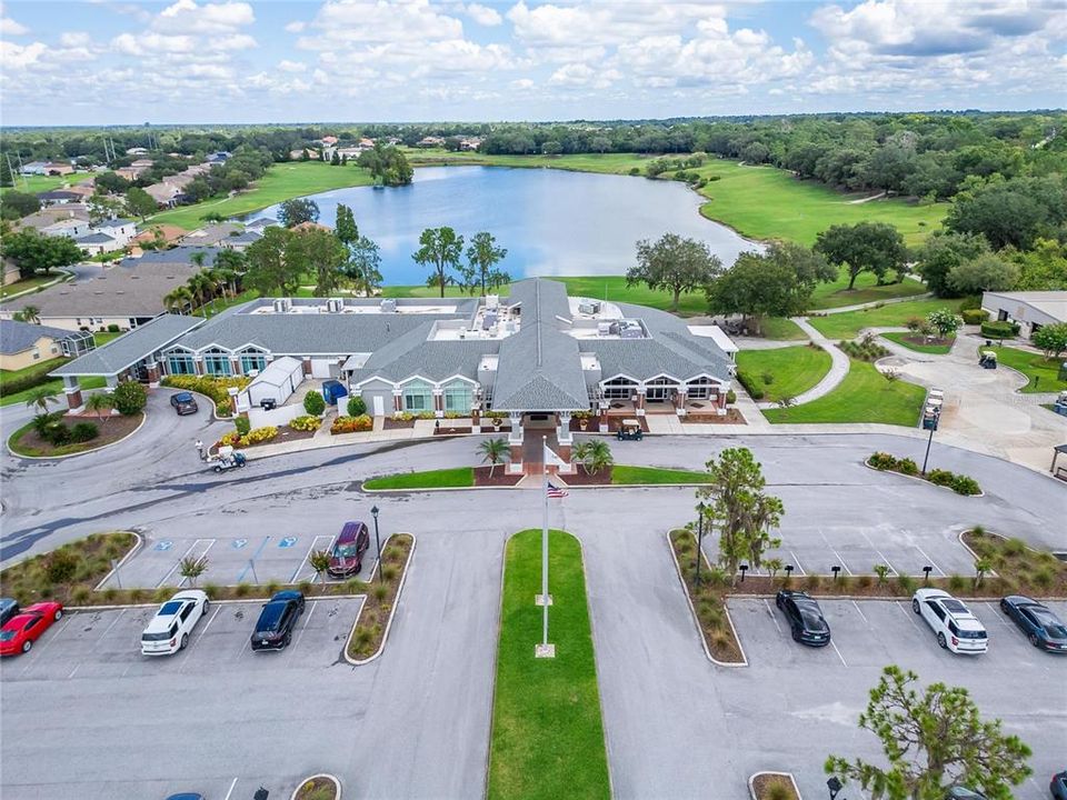 Aerial view of the Club House and parking lot!