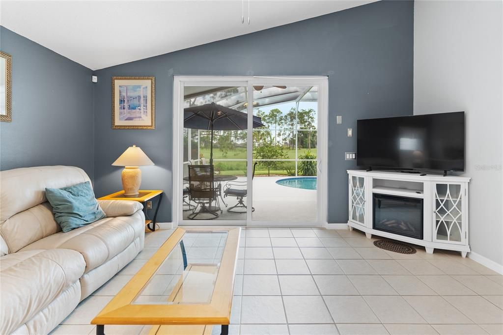 Family room looking out to pool