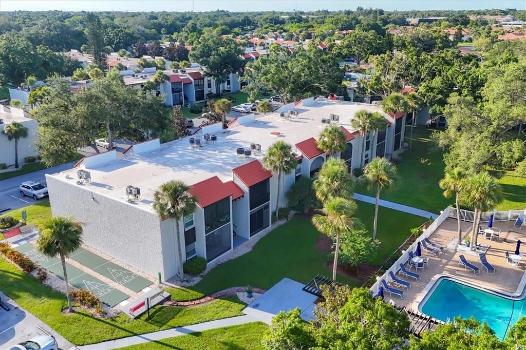 aerial view of unit,  first floor unit -close to pool and amenities