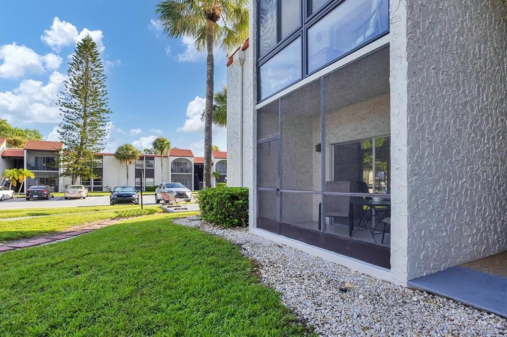 corner end unit faces pool, close to clubhouse and shuffleboard