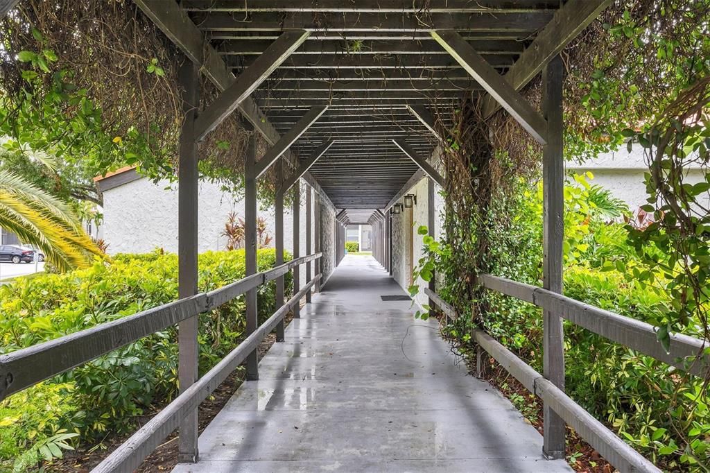 beautiful covered walk to the amenities