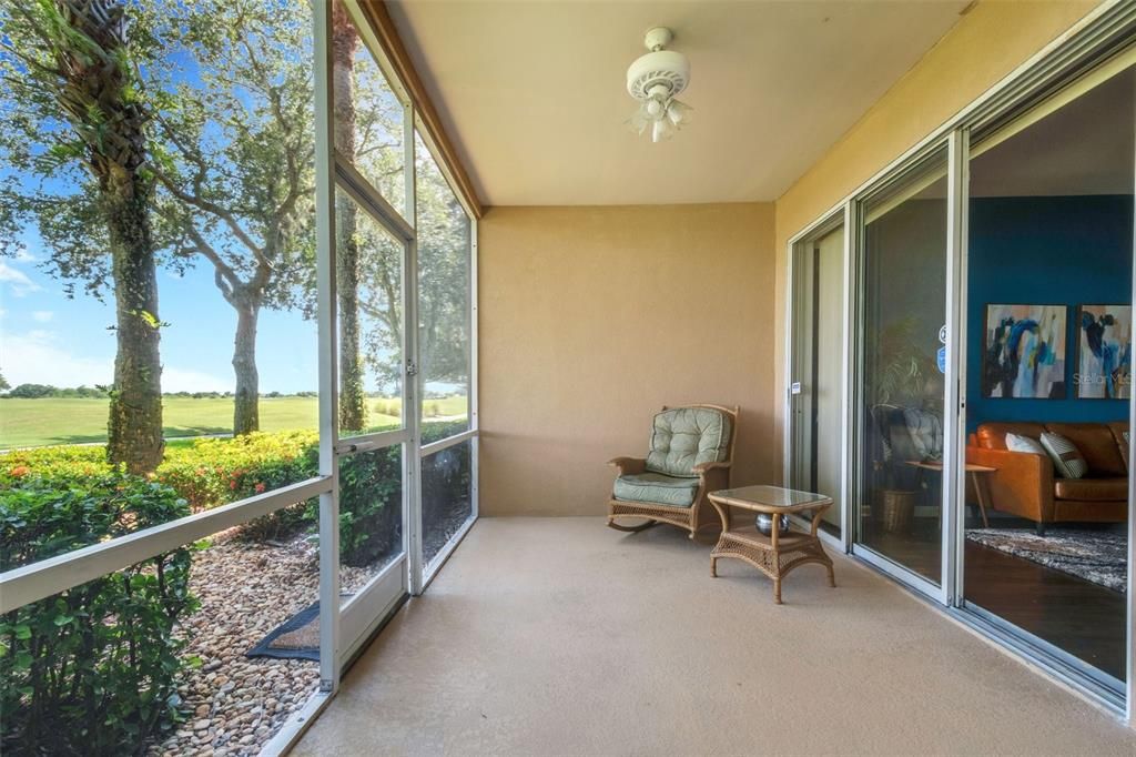 The screen door opens to the rear of the building.