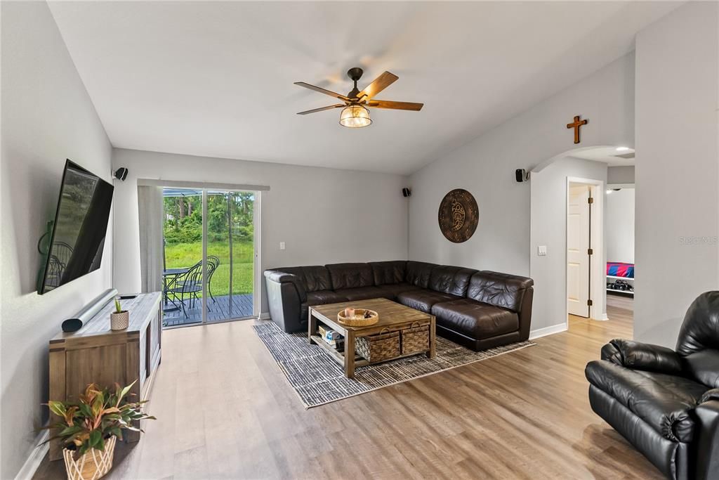 Living room opens to the backyard