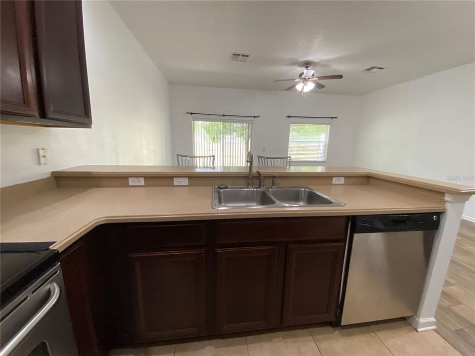 Kitchen View leading to Living Areas