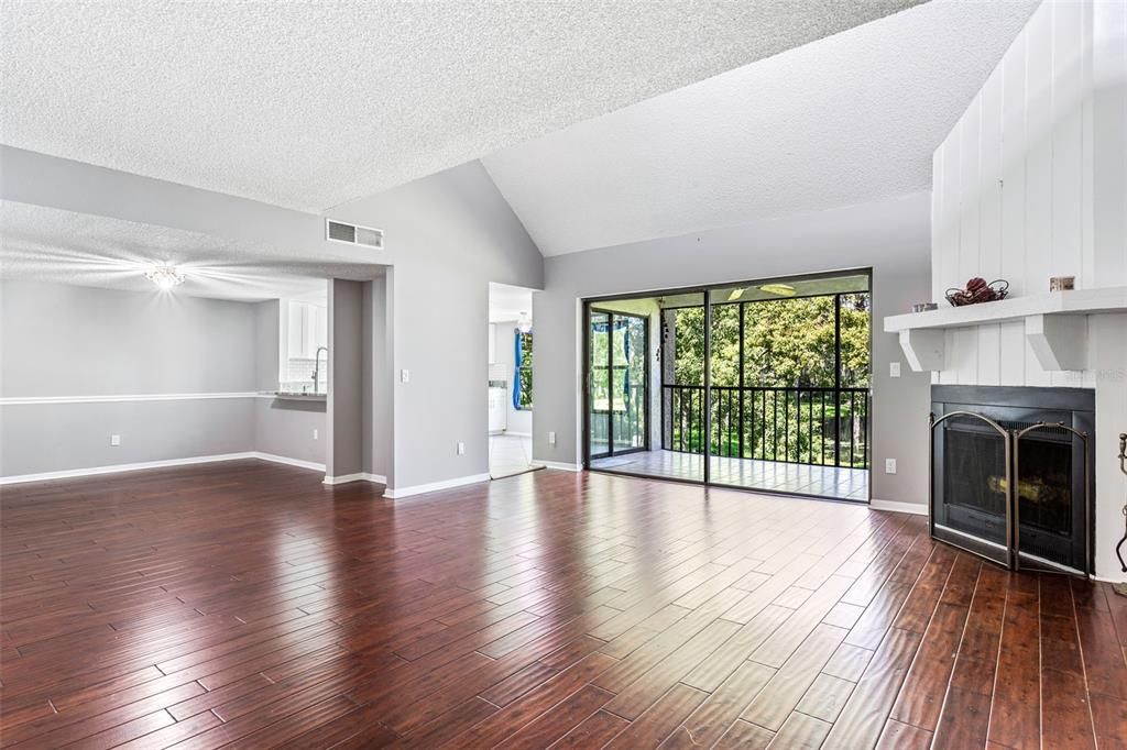 Living Room opens to Dining & Kitchen