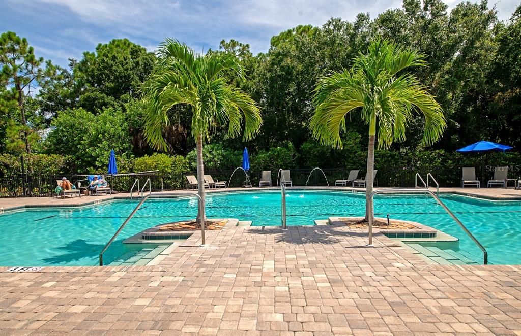 One of the two community pools