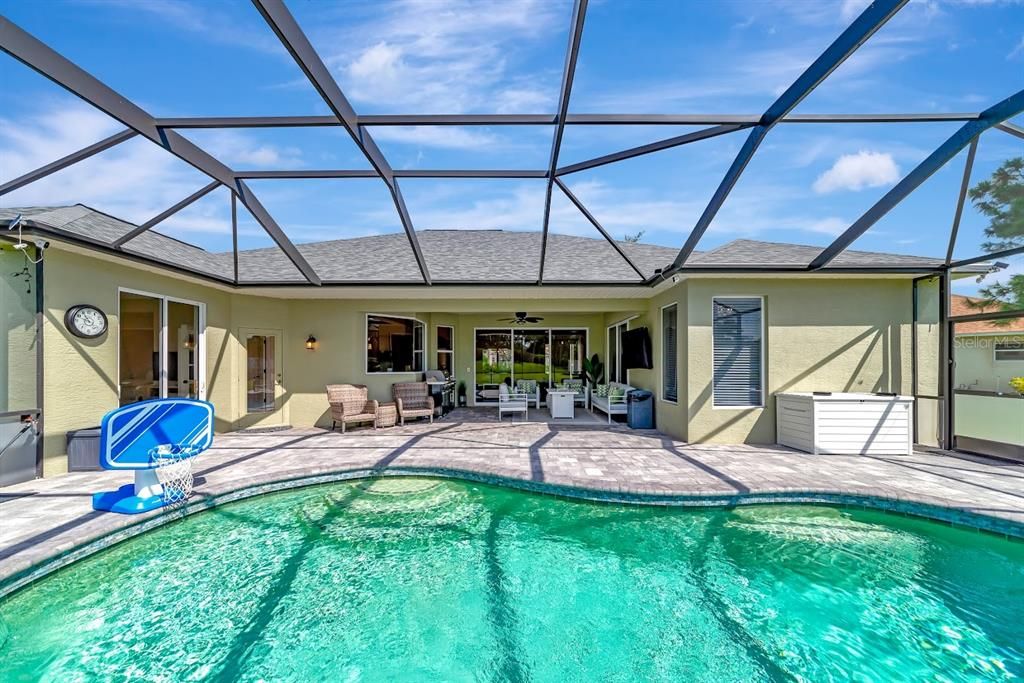 Heated, saltwater pool & spa, paver patio