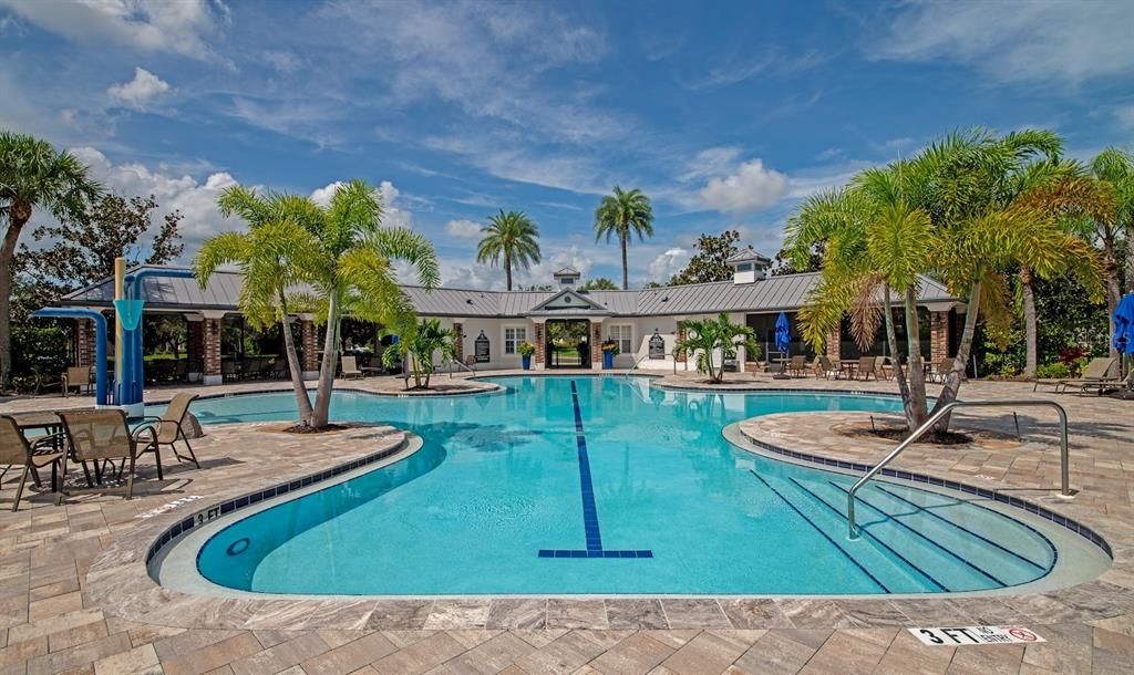 One of the two community pools