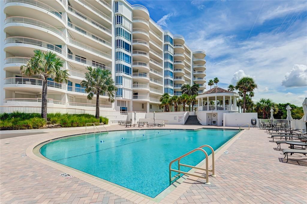 Swim in the P-shaped community pool while taking in stunning Gulf views.