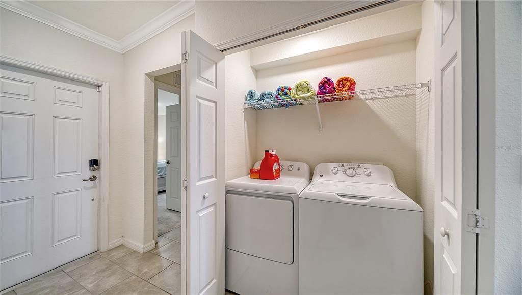 Laundry closet in hallway