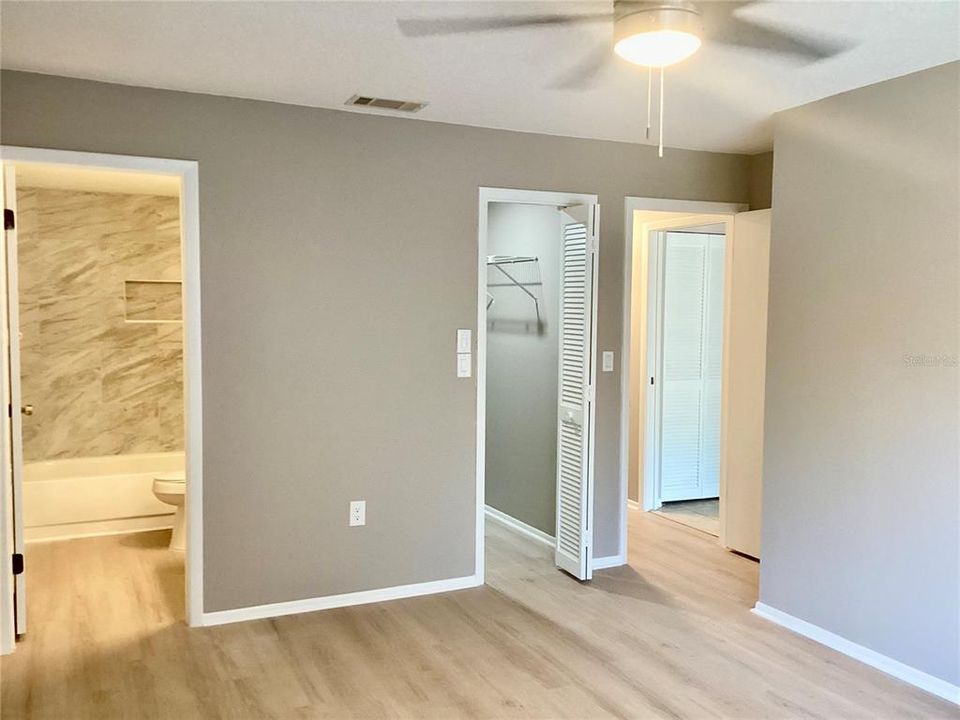 Master suite bath and walk-in closet.