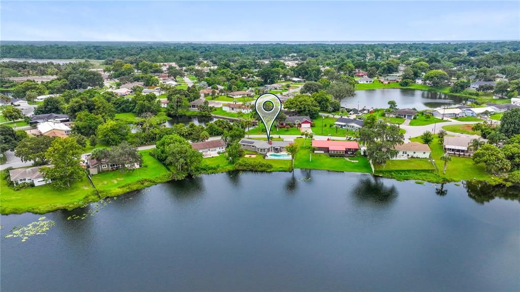 View of the property from across the lake