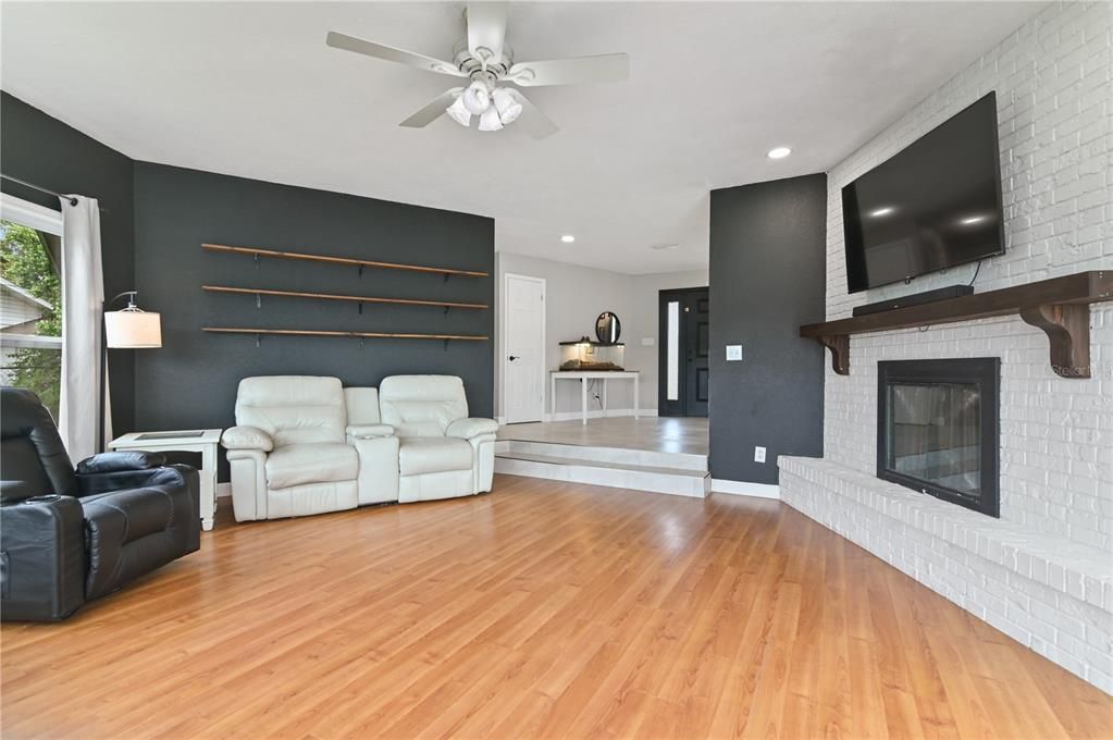 Living room with fireplace