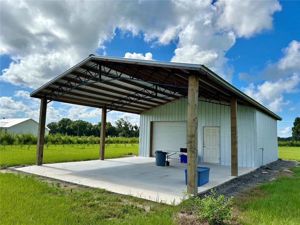 Back view of barn