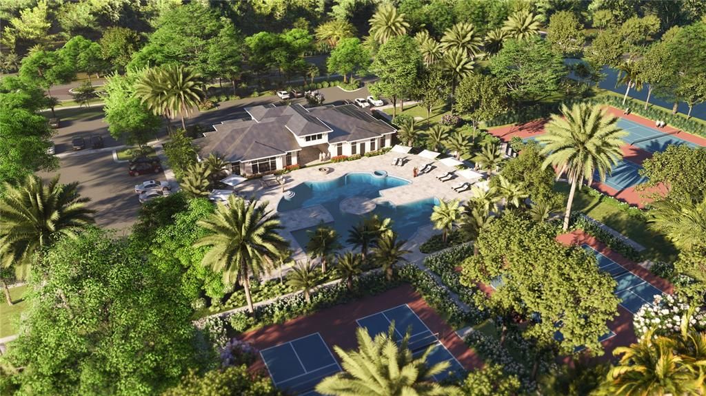 Planned Clubhouse and pool - virtual rendering provided by developer