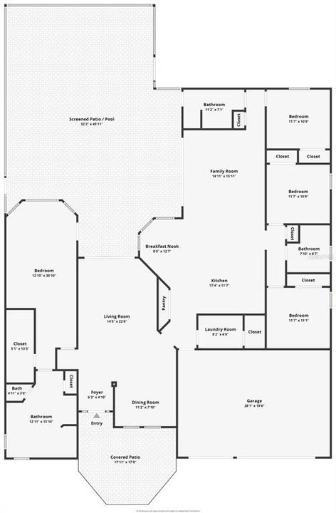 4 bedroom split plan w/ 3rd bath direct pool access.