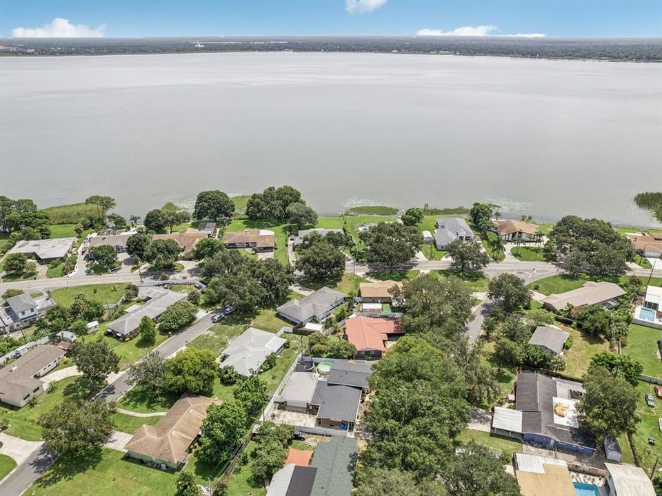 Aerial view of area and Lake Parker