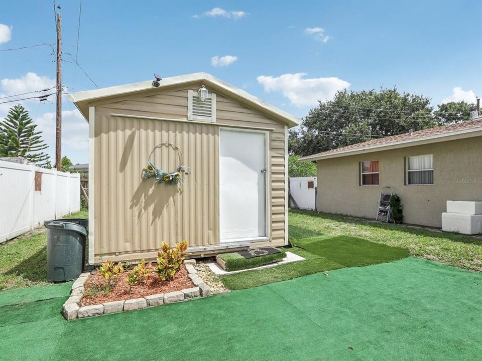 Front view of shed converted to living