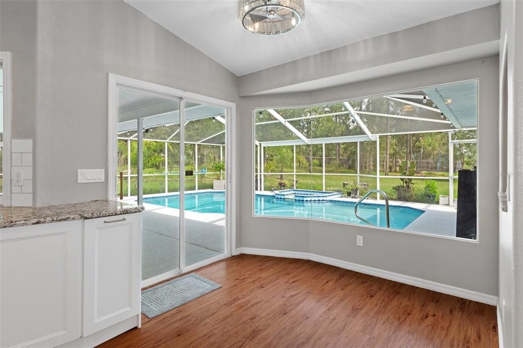 Breakfast nook overlooking the pool.