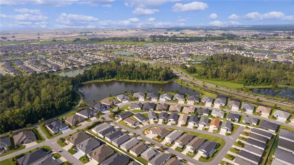 Aerial view looking towards Aviary Recreation and the future Eastport area development.