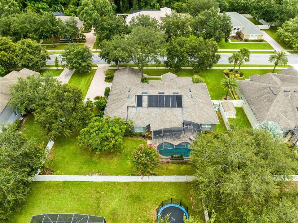 Aerial view of the rear of the home.