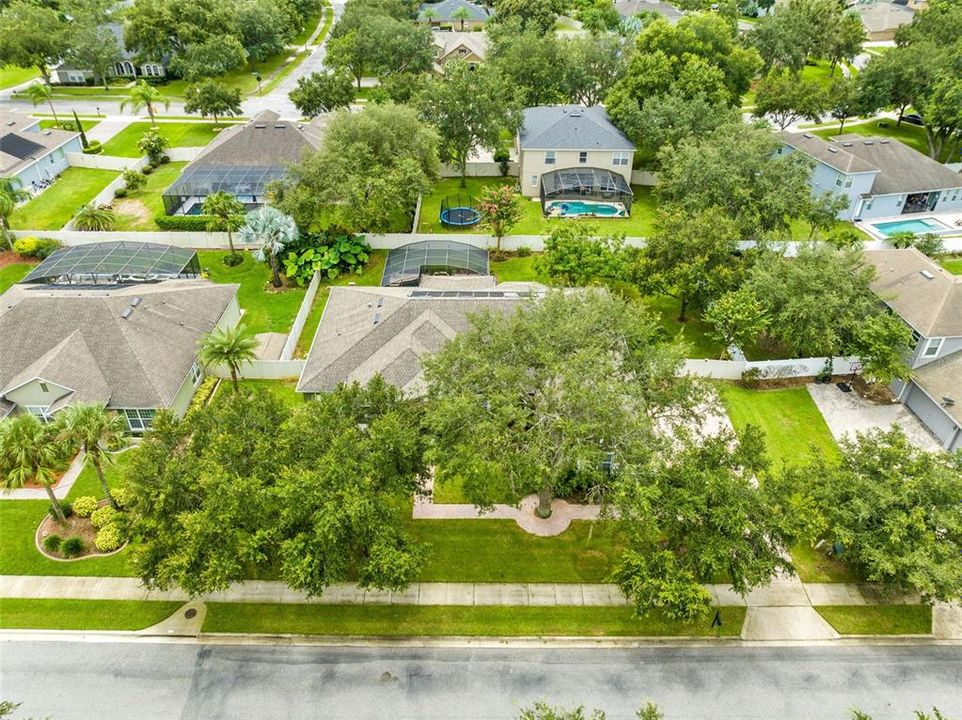 Aerial view of the front of the home.