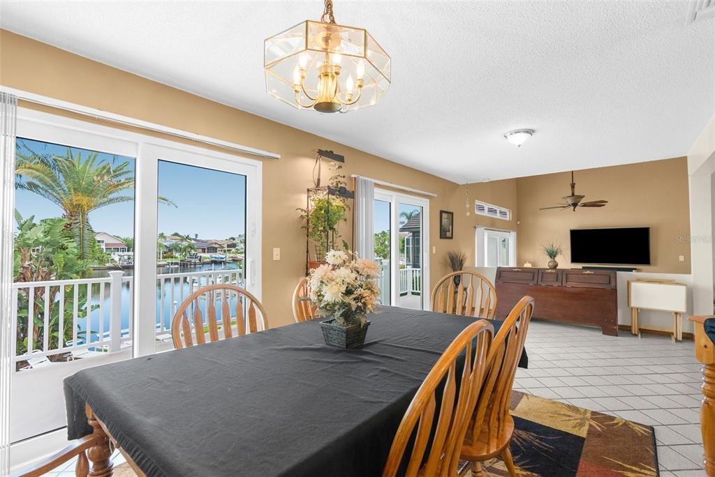 dining room on second level with views of water