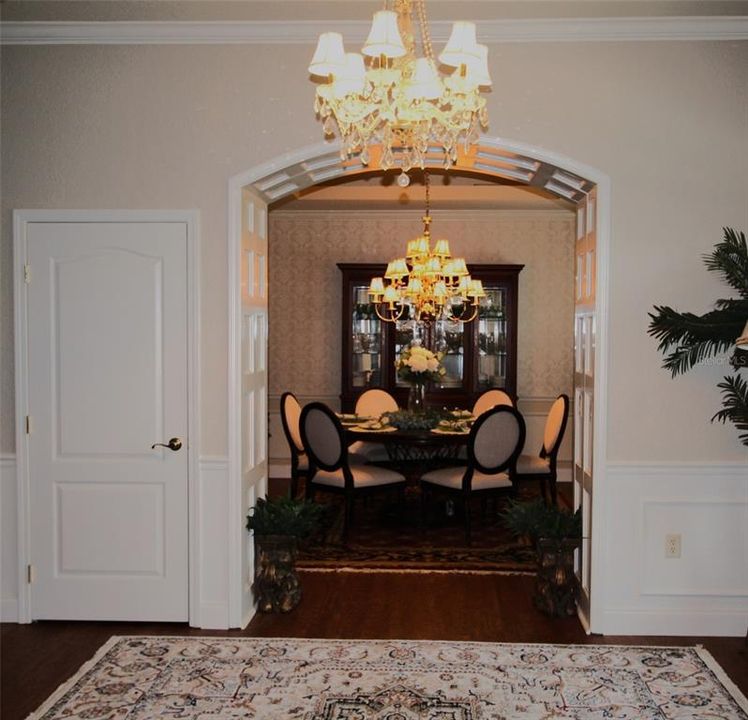 Foyer view into dining room