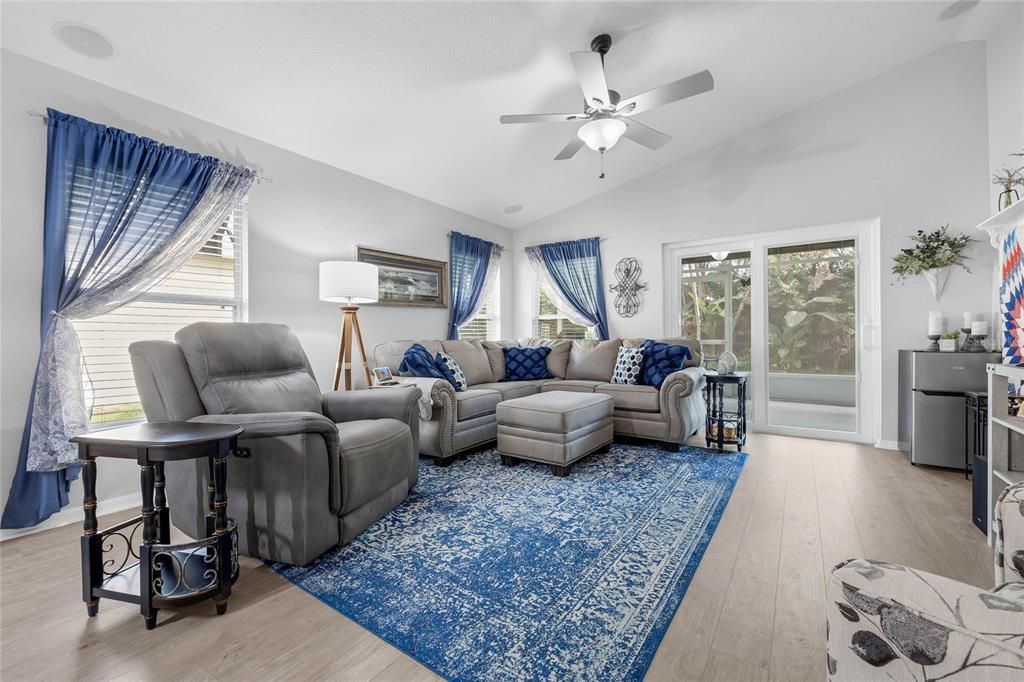 Living Room w/ Vaulted Ceilings