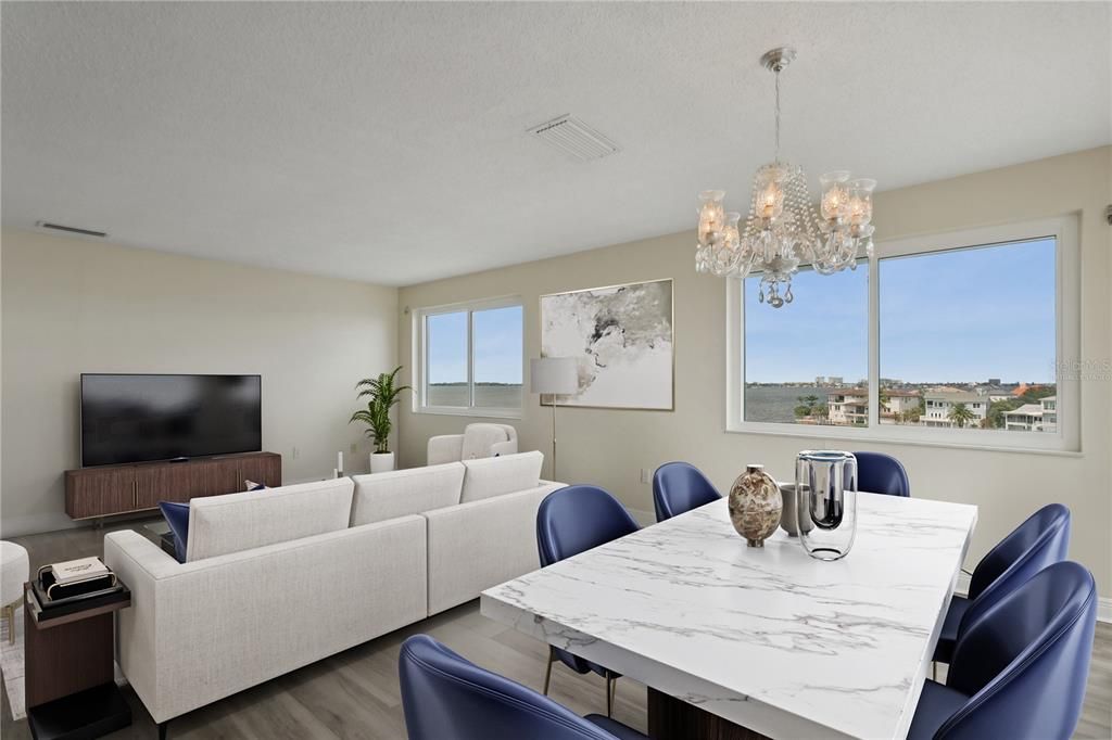 Waterview from dining area -  virtually staged