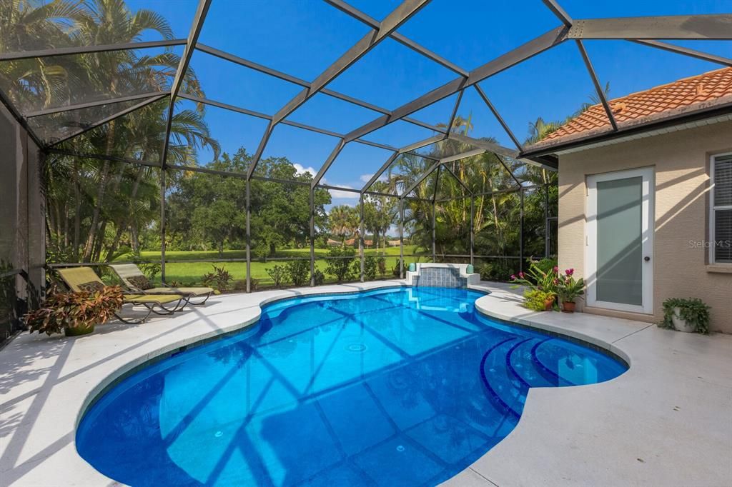 Private pool with golf course views