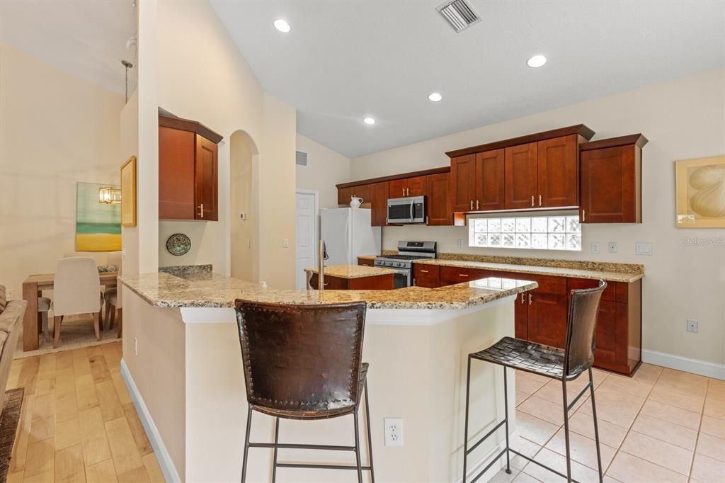 Bar seating with granite countertops