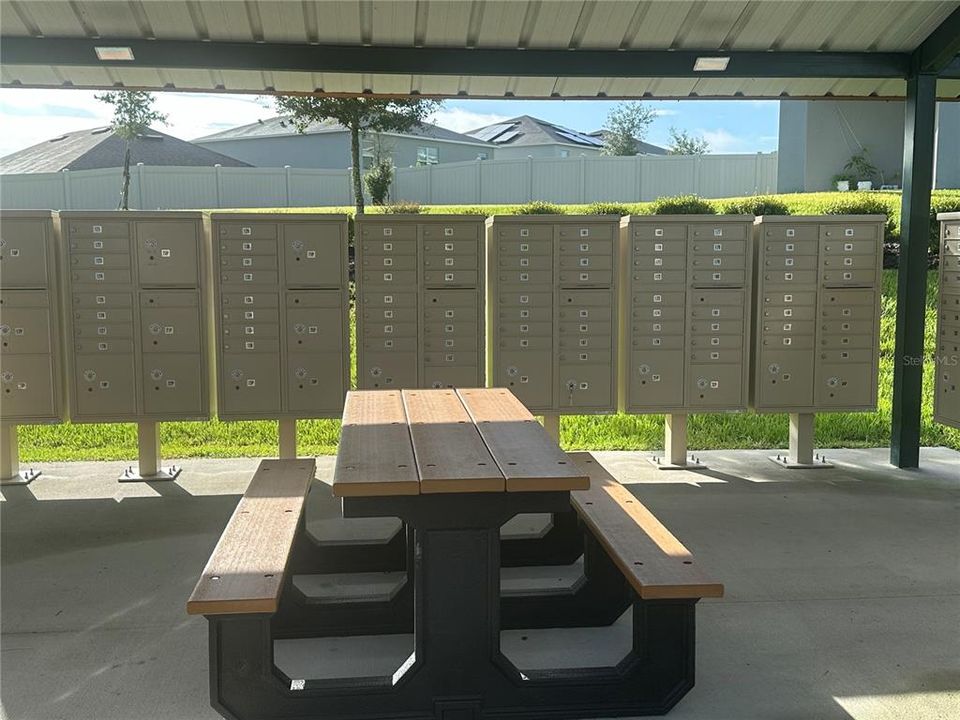 Mailbox Area with Picnic Table