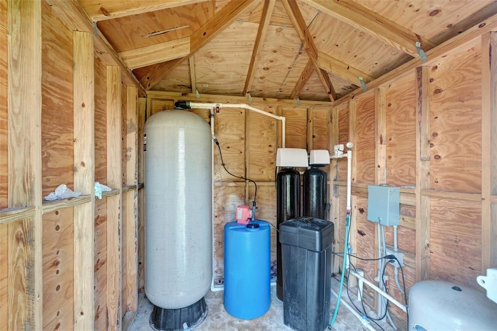 The water treatment equipment is protected from the elements.