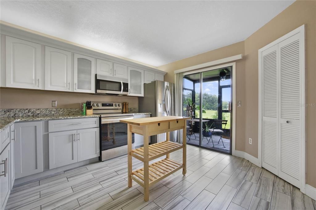 Kitchen with patio view