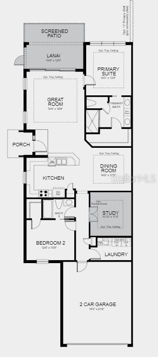 Structural options added include: Extended lanai with covered screen and study.