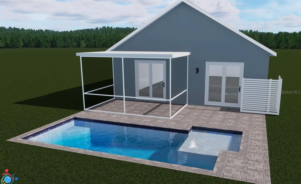 There is room for a standard size pool  this is a 3D generated proposed design  See attachments in listing for more details & proposal